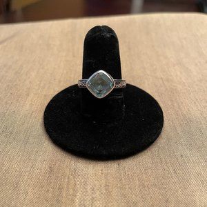 Silpada R2044 Sterling Silver and Aqua Glass Ring